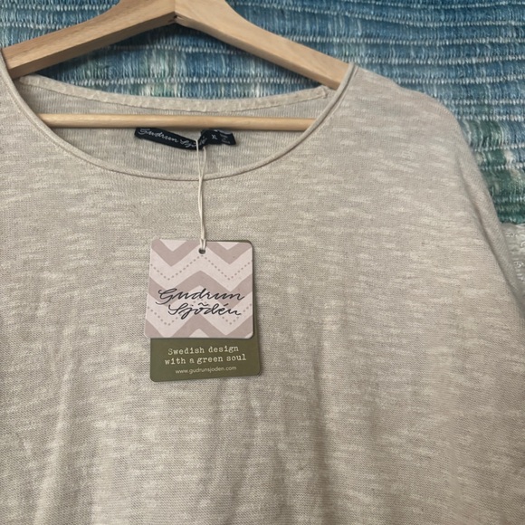 Gudrun Sjoden Long Sleeve Pullover Sweater oatmeal color size XL linen cotton - Picture 2 of 7